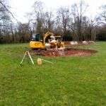 the excavation of the pond begins